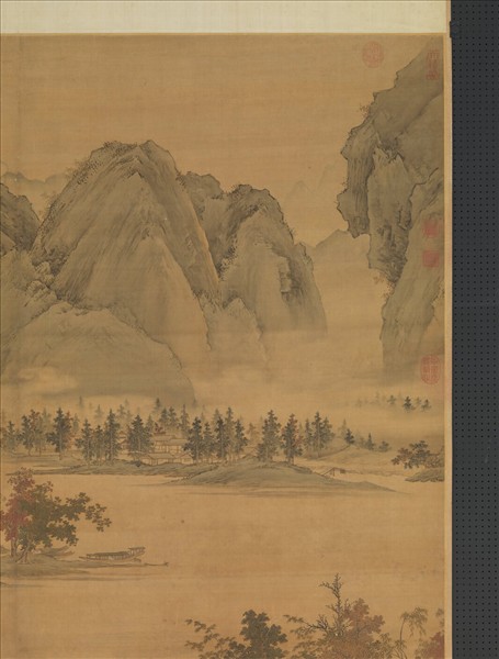 明仇英秋江待渡　軸