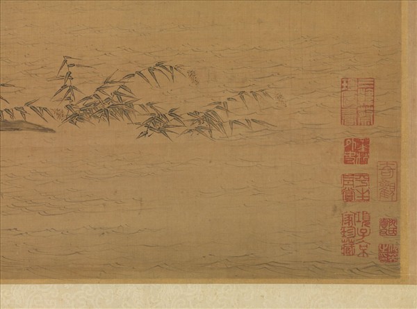 明仇英秋江待渡　軸