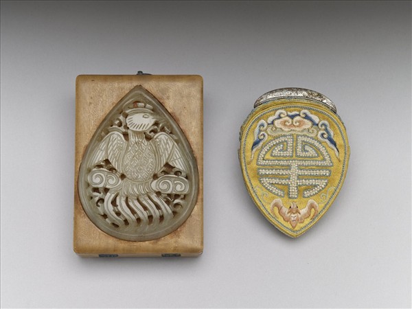 黃緞彩繡福壽如意火鏈