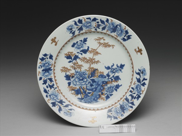青花描金花卉紋盤