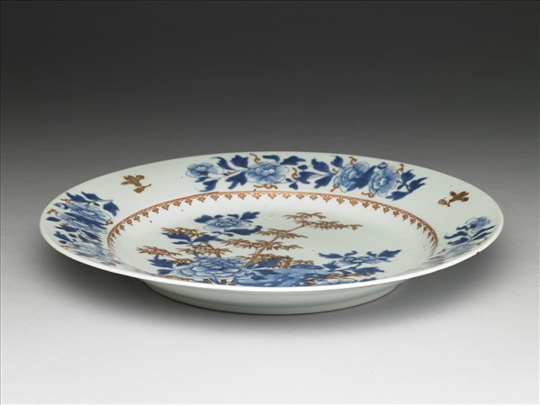 青花描金花卉紋盤