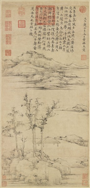 元倪瓚容膝齋圖　軸