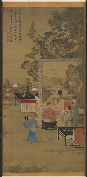 明唐寅畫韓熙載夜宴圖　軸