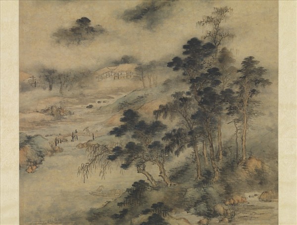 元高克恭林巒烟雨圖　軸