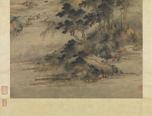 元高克恭林巒烟雨圖　軸