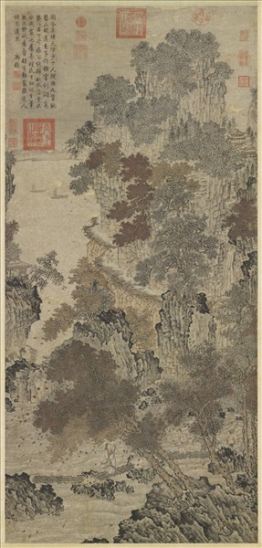 五代梁關仝蜀山棧道圖　軸