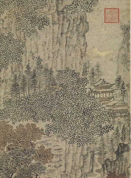 五代梁關仝蜀山棧道圖　軸