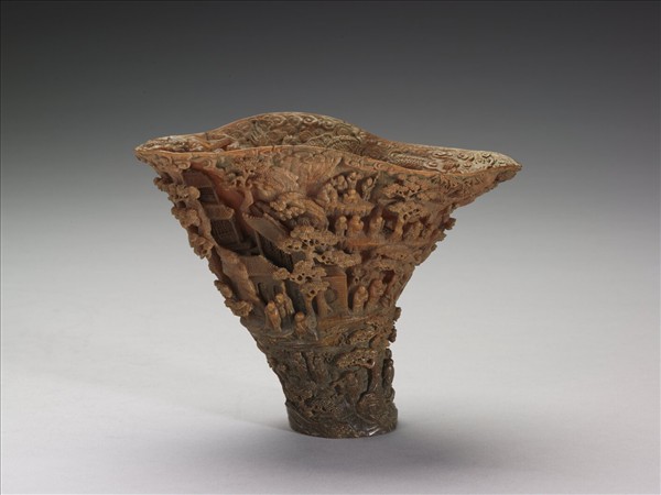 犀角雕瑤池集慶杯