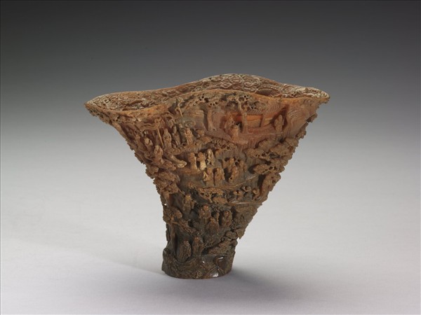 犀角雕瑤池集慶杯