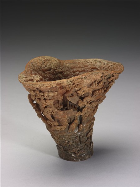 犀角雕瑤池集慶杯