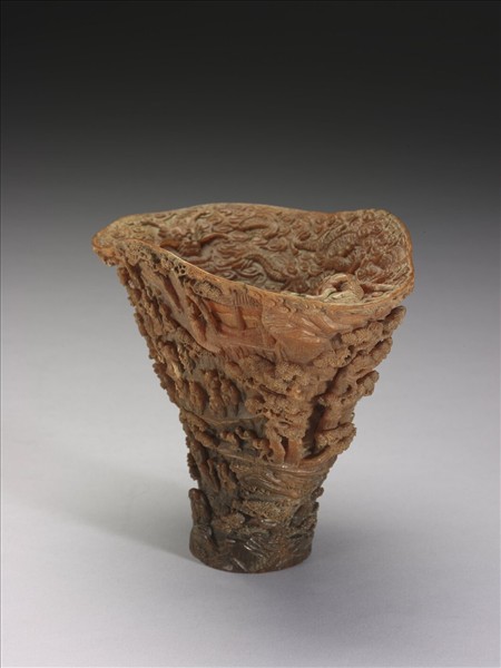 犀角雕瑤池集慶杯