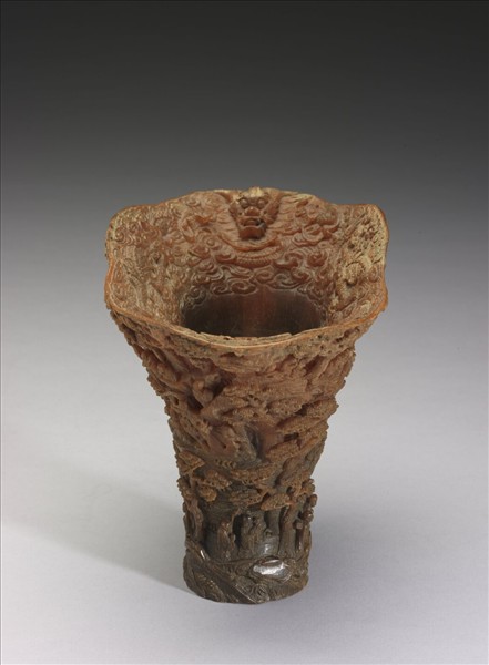 犀角雕瑤池集慶杯