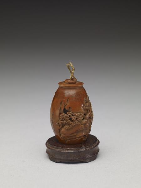 橄欖核雕松陰漁樂扇墜