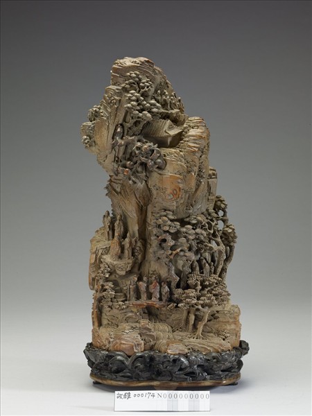 竹根雕山水人物擺件