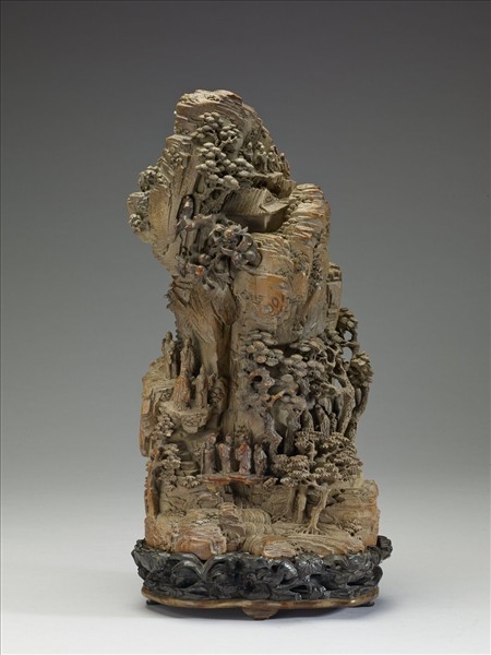 竹根雕山水人物擺件