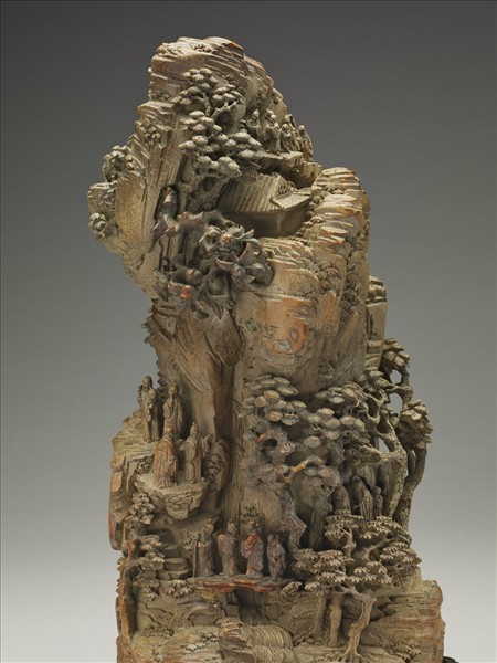 竹根雕山水人物擺件