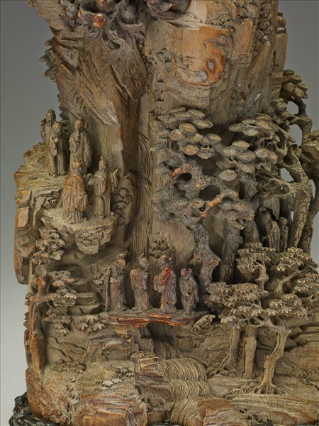 竹根雕山水人物擺件