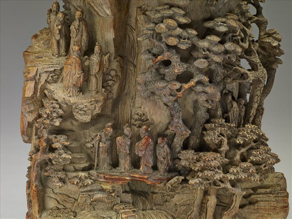 竹根雕山水人物擺件