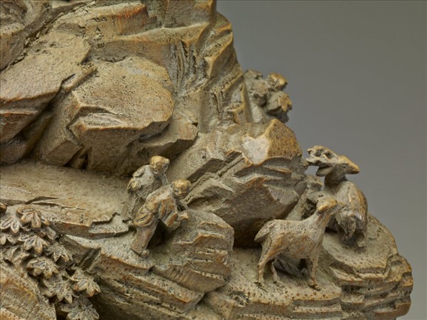 竹根雕山水人物擺件