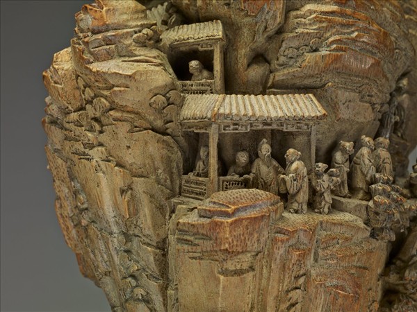 竹根雕山水人物擺件