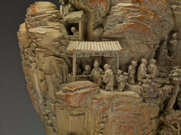 竹根雕山水人物擺件