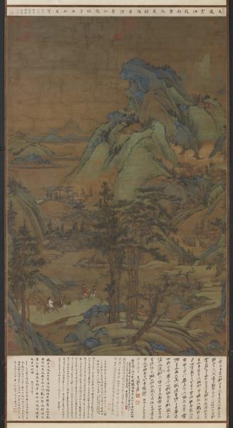 五代董源江堤晚景　軸