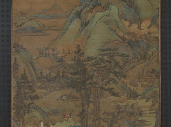 五代董源江堤晚景　軸