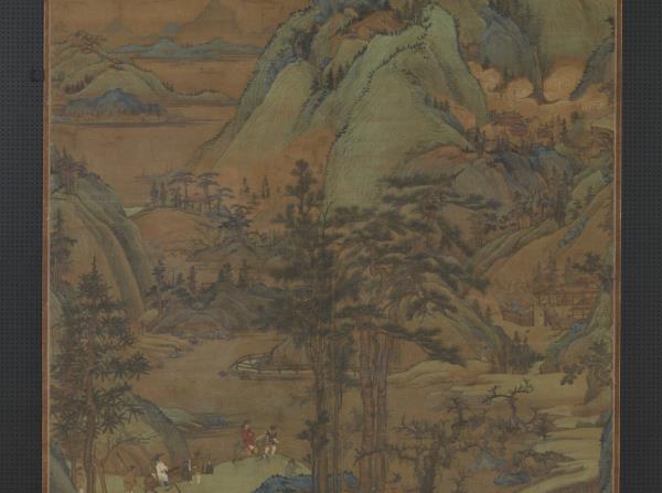 五代董源江堤晚景　軸