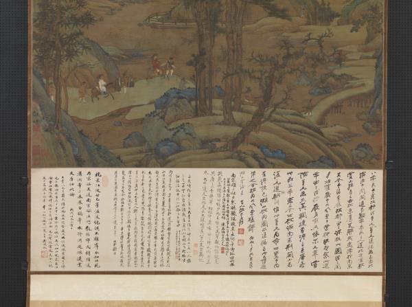 五代董源江堤晚景　軸