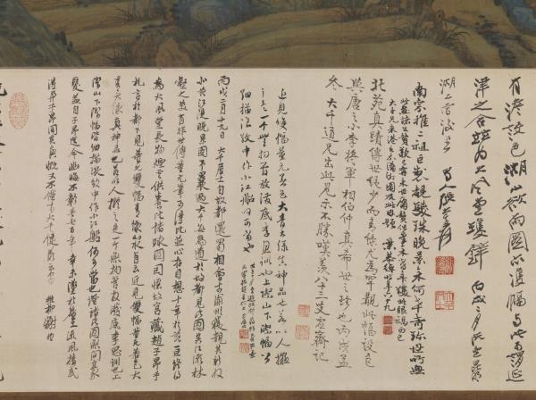 五代董源江堤晚景　軸