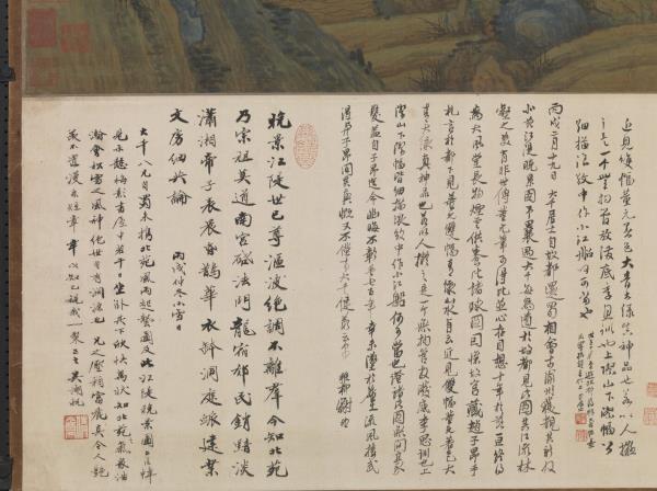 五代董源江堤晚景　軸