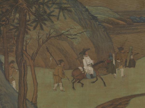 五代董源江堤晚景　軸