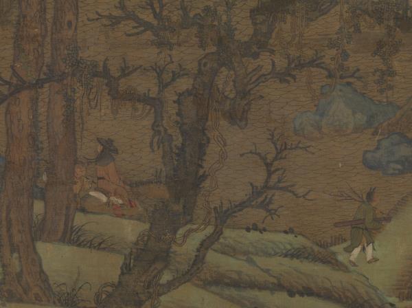 五代董源江堤晚景　軸