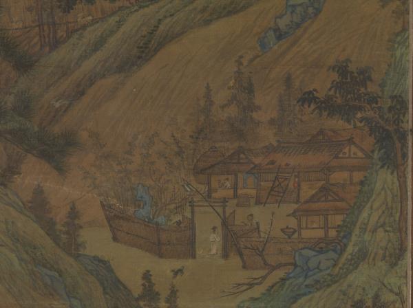 五代董源江堤晚景　軸