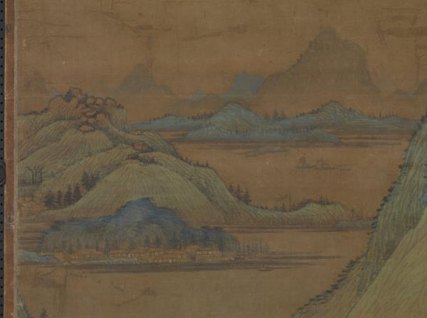 五代董源江堤晚景　軸