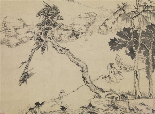 清李世倬仿雲林山水　軸