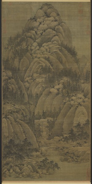 五代南唐巨然秋山問道圖　軸