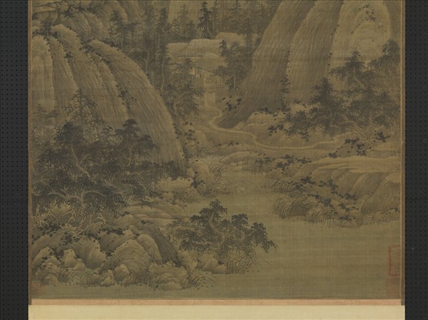 五代南唐巨然秋山問道圖　軸
