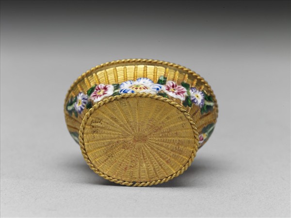 鍍金鑲琺瑯花鳥籃盒