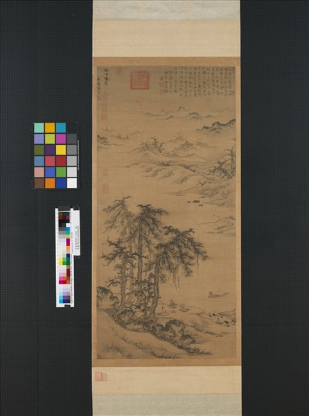 元朱德潤林下鳴琴　軸