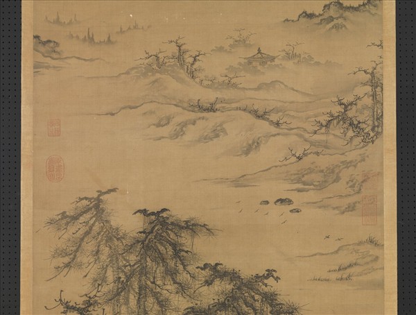 元朱德潤林下鳴琴　軸