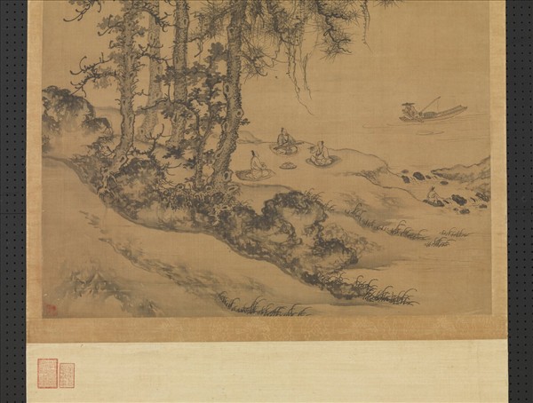 元朱德潤林下鳴琴　軸