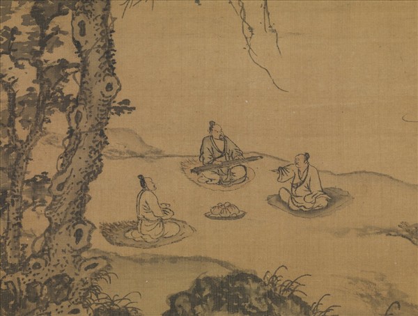 元朱德潤林下鳴琴　軸