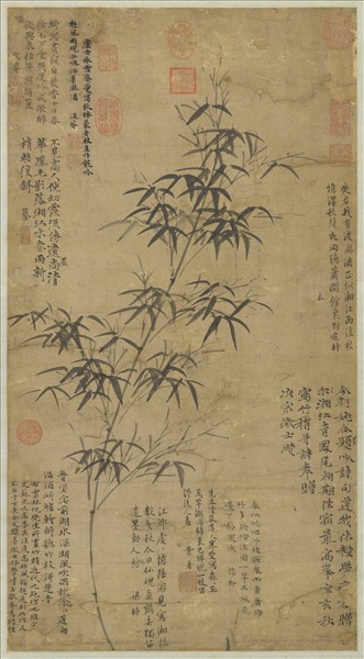 元倪瓚春雨新篁　軸