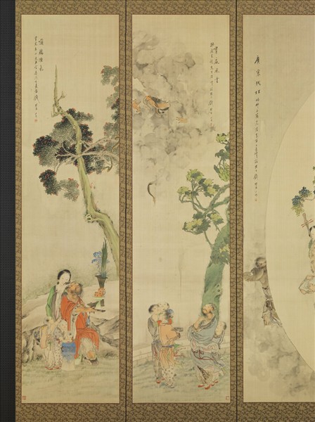 清錢慧安人物十二屏風　虎溪三笑