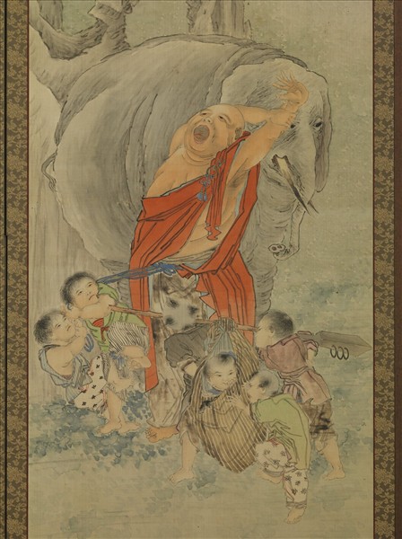 清錢慧安人物十二屏風　虎溪三笑