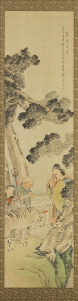 清錢慧安人物十二屏風　虎溪三笑