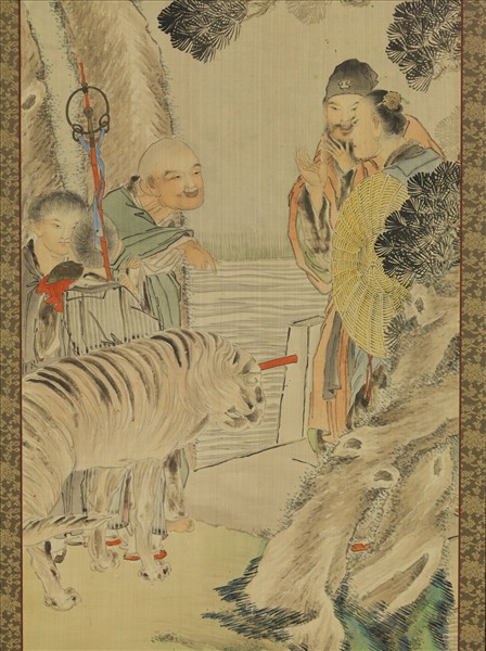 清錢慧安人物十二屏風　虎溪三笑