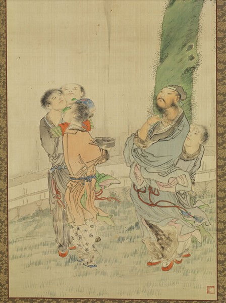 清錢慧安人物十二屏風　虎溪三笑