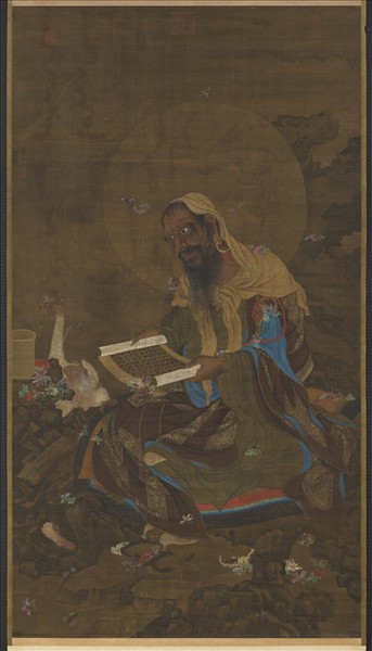 元人宣梵雨花圖　軸